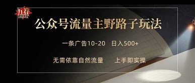 （18178期）公众号流量主野路子玩法 单条广告10-20元 日入500+