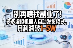 别再瞎找副业了！多多虚拟机器人自动发货模式，月利润破1-5W