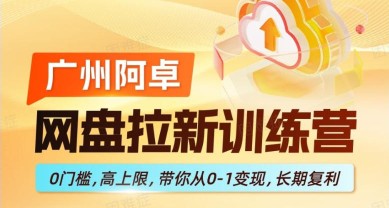 网盘拉新训练营，0门槛，高上限，带你从0-1变现，长期复利