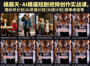 橘霸天·AI橘猫短剧视频创作实战课，撸伙伴计划|AI灵境计划|分成计划|接单收徒等