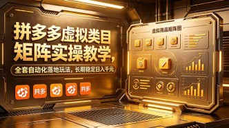 （18847期）拼多多虚拟类目矩阵实操教学，全套自动化落地玩法，长期稳定日入千元