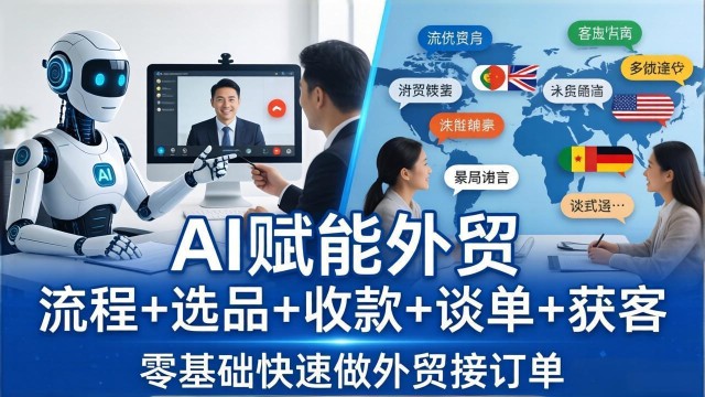 （17930期）外贸+AI实战课：流程+选品+收款+谈单+获客，零基础快速做外贸接订单