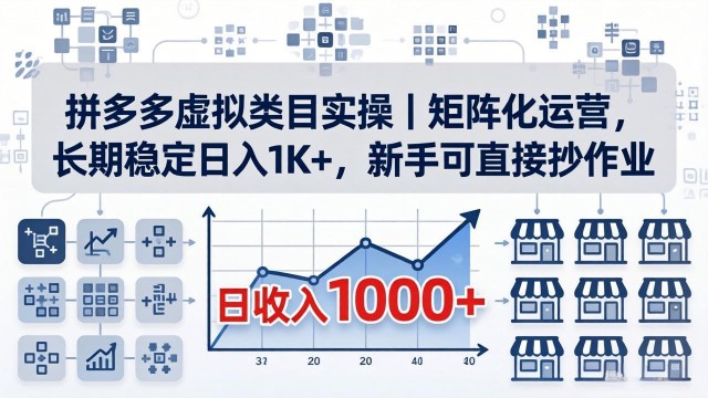 （18218期）拼多多虚拟类目实操｜矩阵化运营，长期稳定日入 1K+，新手可直接抄作业