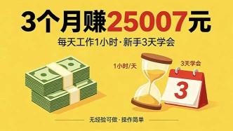 （18325期）3个月赚钱25007元，每天工作1个小时，新手3天全部学会！