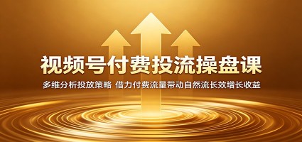 视频号付费投流操盘课：多维分析投放策略，借力付费流量带动自然流长效增长收益