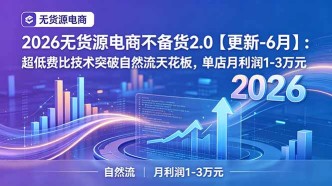 （18912期）2026无货源电商不备货2.0【更新-6月】：超低费比技术突破自然流天花板，单店月利润1-3万元