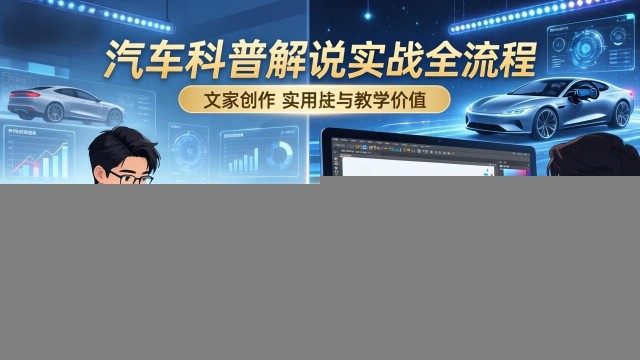 （17665期）抖音汽车科普解说实战：文案+动画+画面处理+去水印全流程，打造专业汽车科普视频