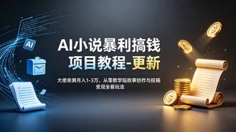 （19030期）AI小说暴利搞钱项目教程-更新，大佬亲测月入1-3万，从零教学短故事创作与投稿变现全套玩法