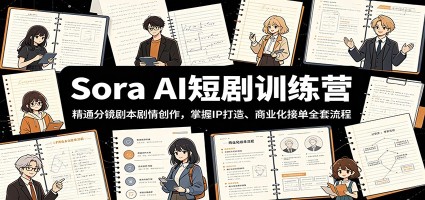 Sora AI短剧训练营：精通分镜剧本剧情创作，掌握IP打造、商业化接单全套流程