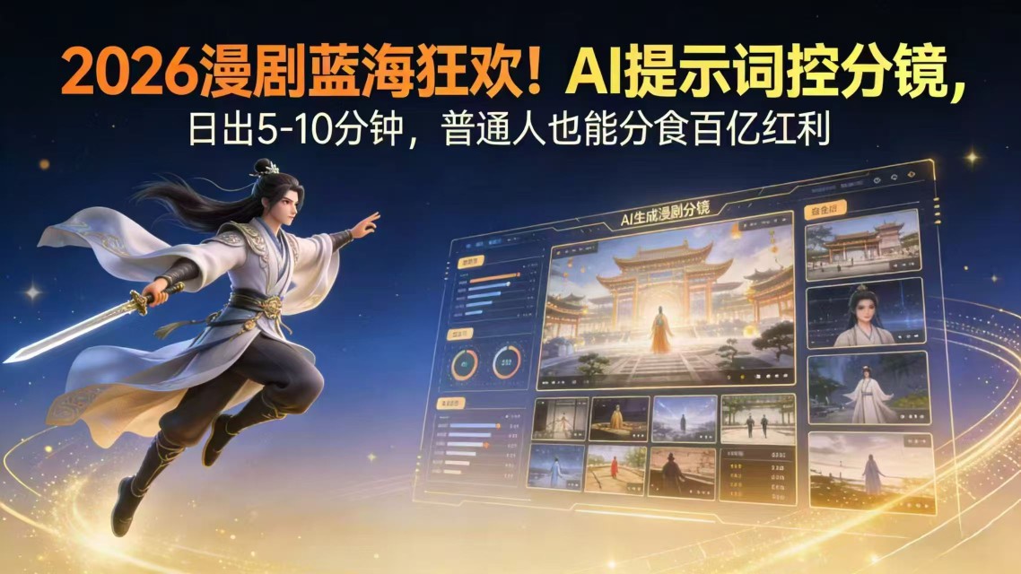 （17734期）2026漫剧红利实锤！ AI 提示词控分镜， 普通人也能轻松月入过万