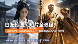 （18737期）白蛇传-国风短片全教程！ChatGPT+Seedance2.0，一套课跑通古风AI影视创作