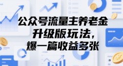 公众号流量主养老金升级版玩法，爆一篇收益多张